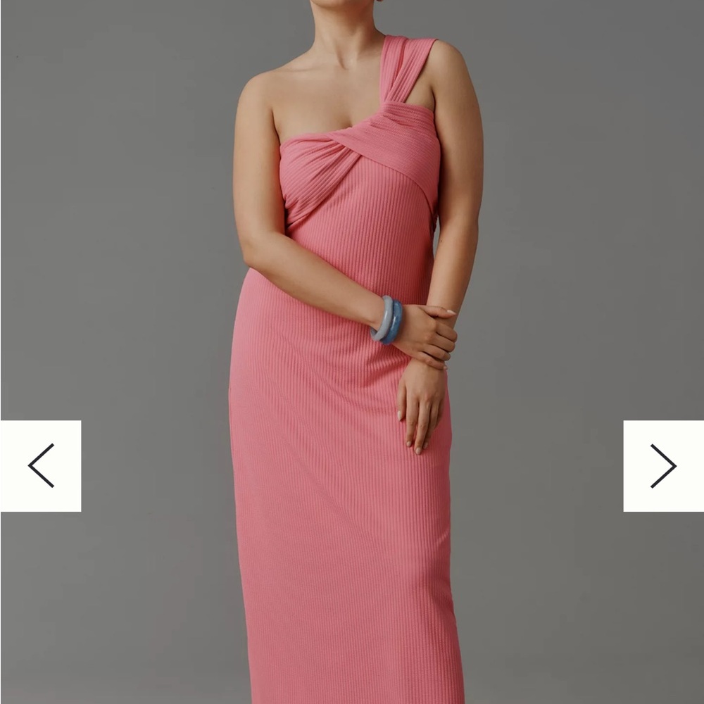 Anthropologie Pink One-Shoulder Maxi Dress